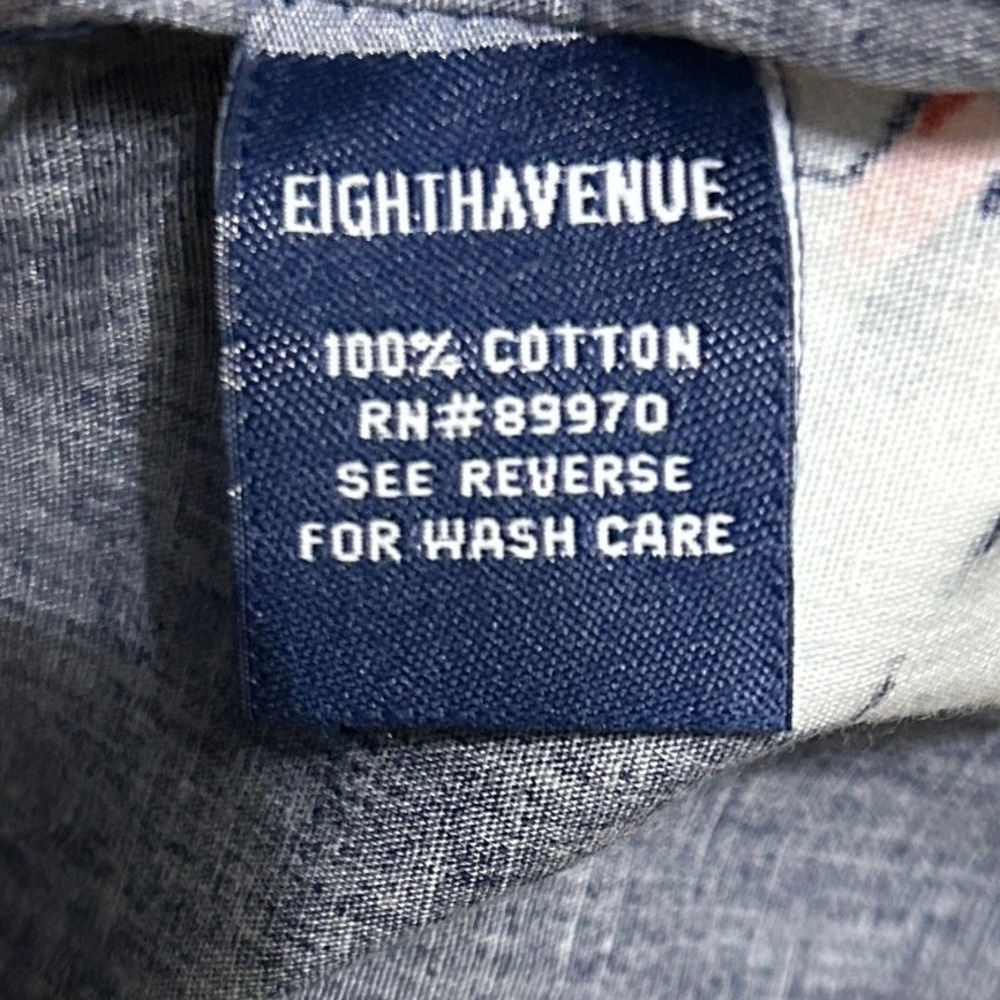 Eighth Avenue Button Down Shirt Mens S Navy Blue Floral Print Cotton Preppy Boho - Picture 6 of 10